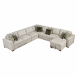 Pemberly Row Microfiber 5-Pc Sectional with Pull-Out Bed & Storage in Sage Sand