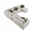 Pemberly Row Microfiber 5-Pc Sectional with Pull-Out Bed & Storage in Sage Sand