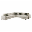 Pemberly Row Microfiber 5-Pc Sectional with Pull-Out Bed & Storage in Sage Sand