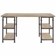 Pemberly Row Industrial Wood and Metal Writing Desk with Shelves in Brown/Black