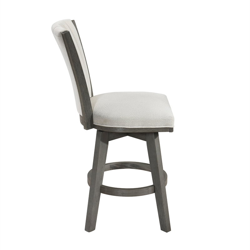 Pemberly Row Velvet Counter Height Swivel Stool with Wood Frame in Beige