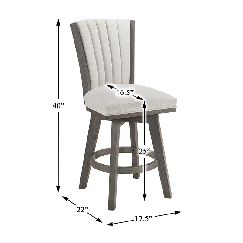Pemberly Row Velvet Counter Height Swivel Stool with Wood Frame in Beige