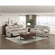 Pemberly Row Microfiber Double Reclining Sofa with Pocket Coils in Pewter