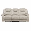Pemberly Row Microfiber Double Reclining Sofa with Pocket Coils in Pewter