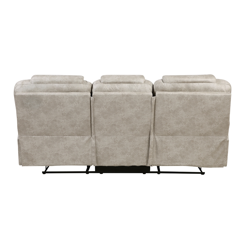 Pemberly Row Microfiber Double Reclining Sofa with Pocket Coils in Pewter