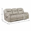Pemberly Row Microfiber Double Reclining Sofa with Pocket Coils in Pewter