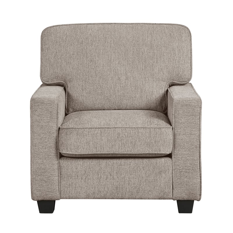Pemberly Row Chenille Accent Chair with Reversible Cushions in Taupe