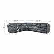 Pemberly Row 6-Piece Power Reclining Faux Leather Sectional Set in Gray