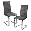 Pemberly Row Metal Dining Side Chair with Faux Leather Seat Set of 2 in Chrome