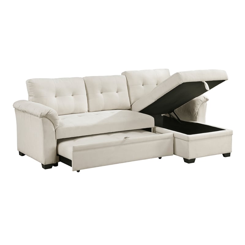 Pemberly Row Textured 2-Piece Reversible Sleeper Sectional in Beige