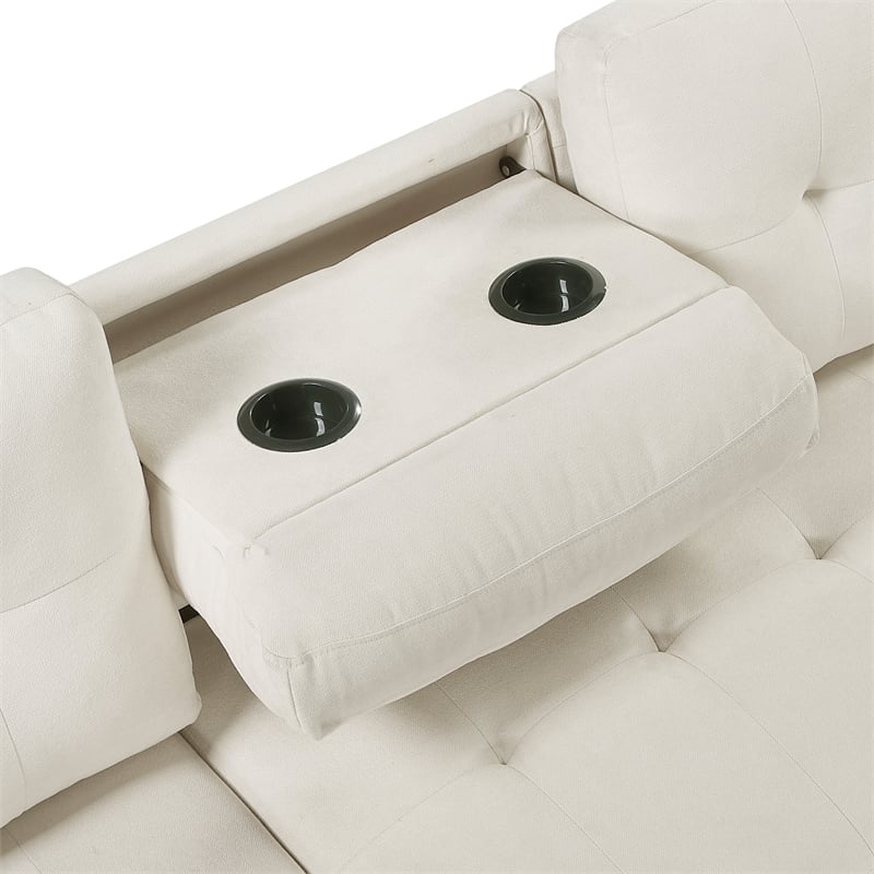 Pemberly Row Textured 2-Piece Reversible Sleeper Sectional in Beige