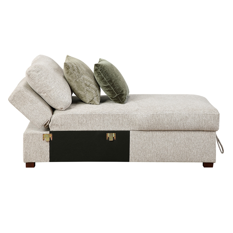 Pemberly Row Microfiber 3-Piece Sectional with Reversible Chaise in Sage Sand
