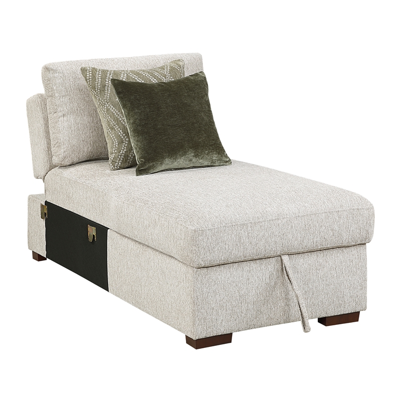 Pemberly Row Microfiber 3-Piece Sectional with Reversible Chaise in Sage Sand