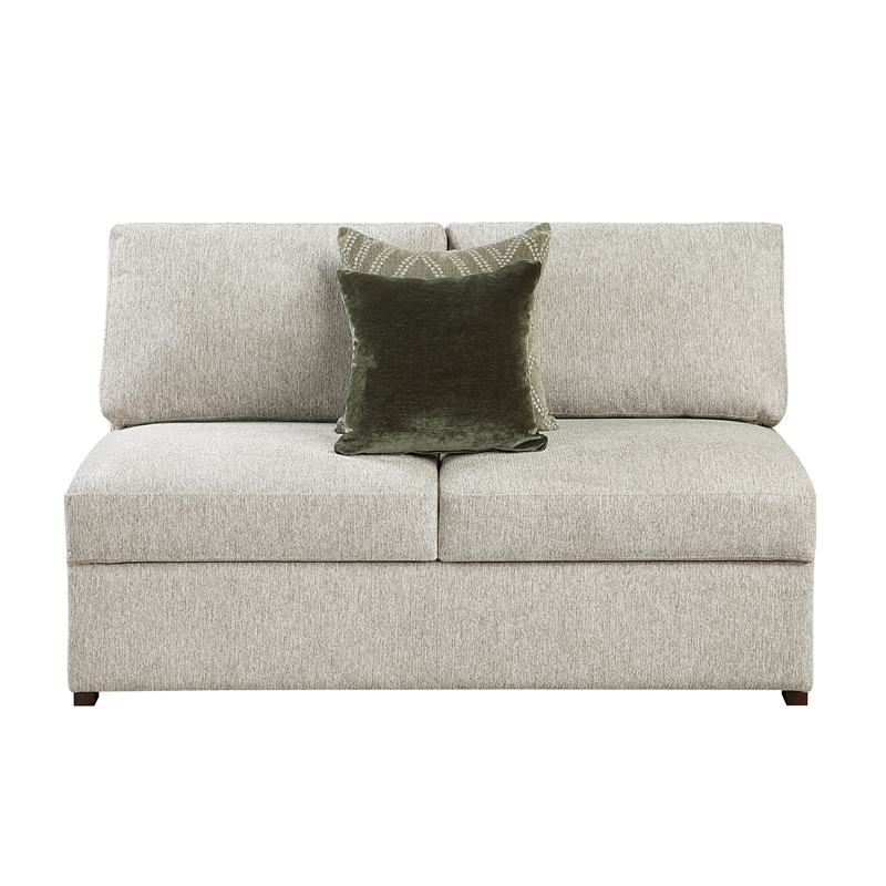 Pemberly Row Microfiber 3-Piece Sectional with Reversible Chaise in Sage Sand