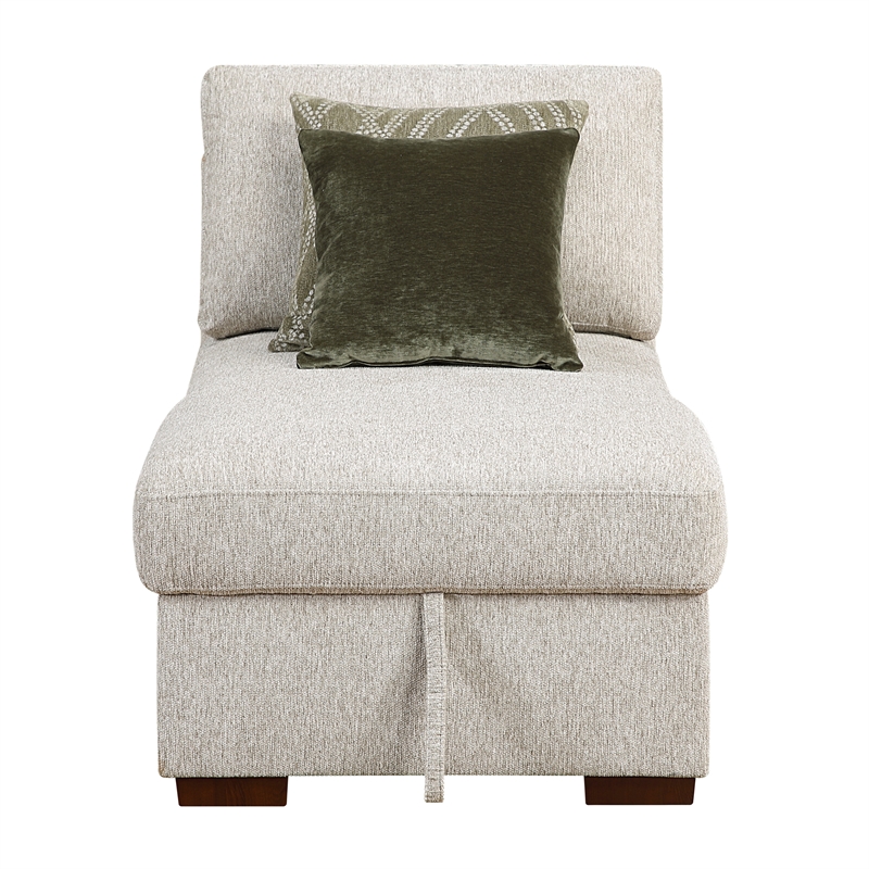 Pemberly Row Microfiber 3-Piece Sectional with Reversible Chaise in Sage Sand