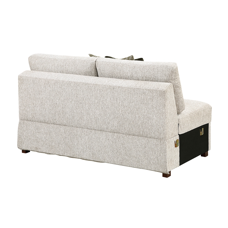 Pemberly Row Microfiber 3-Piece Sectional with Reversible Chaise in Sage Sand