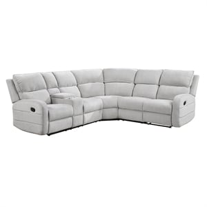 Pemberly Row Chenille 3-Piece Reclining Sectional with Console in Light Gray