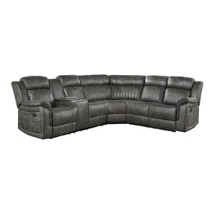 Pemberly Row 3-Piece Wood and Microfiber Reclining Sectional in Brownish Gray