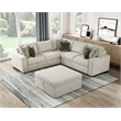 Pemberly Row Microfiber 4-Piece Sectional with Pull-out Bed in Sage Sand
