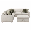 Pemberly Row Microfiber 4-Piece Sectional with Pull-out Bed in Sage Sand
