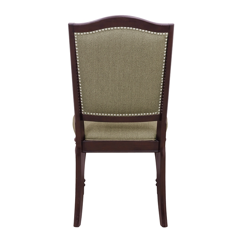 Pemberly Row Fabric Upholstered Dining Arm Chair with Nailhead Trim in Natural