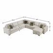 Pemberly Row Microfiber 5-Pc Sectional with Chaise & Hidden Storage in Sage Sand