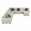 Pemberly Row Microfiber 5-Pc Sectional with Chaise & Hidden Storage in Sage Sand