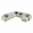 Pemberly Row Microfiber 5-Pc Sectional with Chaise & Hidden Storage in Sage Sand