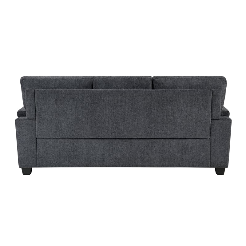 Pemberly Row Chenille Fabric Sofa with Reversible Cushions & 2 Pillows in Gray
