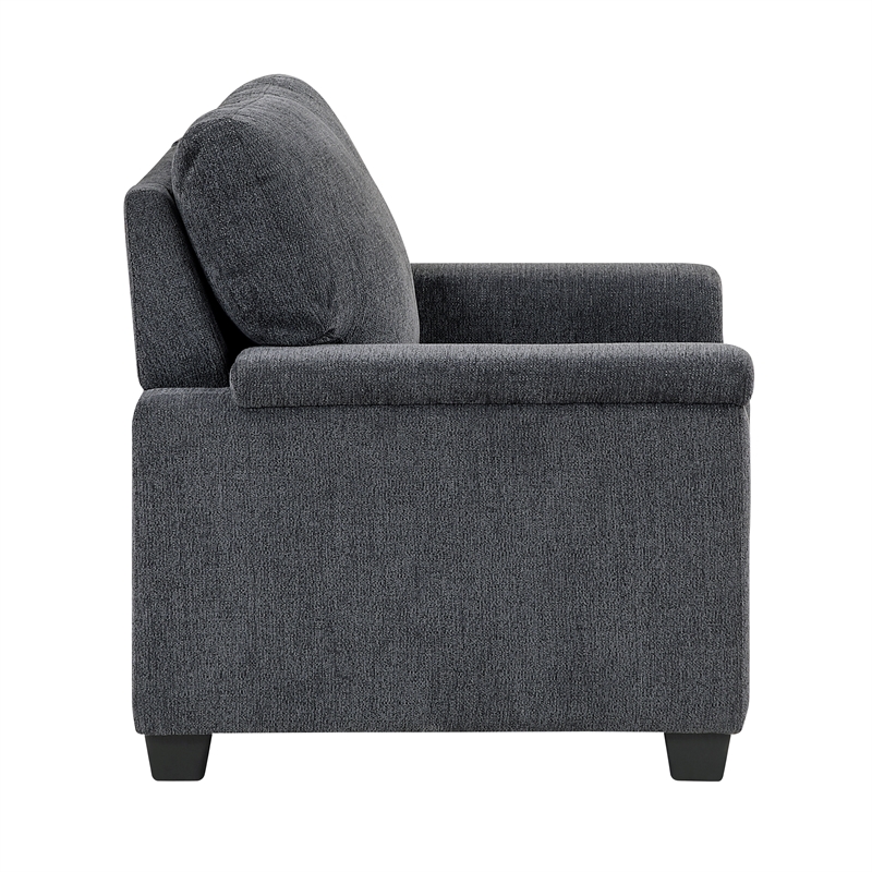 Pemberly Row Chenille Fabric Sofa with Reversible Cushions & 2 Pillows in Gray
