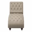 Pemberly Row Traditional Wood and Fabric Chaise with Bolster Pillow in Brown