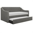 Pemberly Row Button-Tufted Fabric Daybed with Pull-Out Trundle in Gray