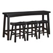 Pemberly Row 4-Piece Wood Counter Height Dining Set with 3 Stools in Black