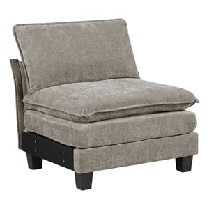 Pemberly Row Upholstered Armless Chair with Foam Over Pocket Coils in Pewter