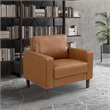 Pemberly Row Faux Leather Arm Chair with Foam Over Pocket Coils in Brown