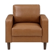 Pemberly Row Faux Leather Arm Chair with Foam Over Pocket Coils in Brown