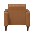 Pemberly Row Faux Leather Arm Chair with Foam Over Pocket Coils in Brown