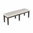 Pemberly Row Textured Upholstered Dining Bench with Espresso Finish in Beige