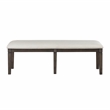 Pemberly Row Textured Upholstered Dining Bench with Espresso Finish in Beige