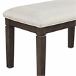Pemberly Row Textured Upholstered Dining Bench with Espresso Finish in Beige