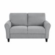 Pemberly Row Transitional Solid Wood and Polyester Loveseat in Dark Gray/Black