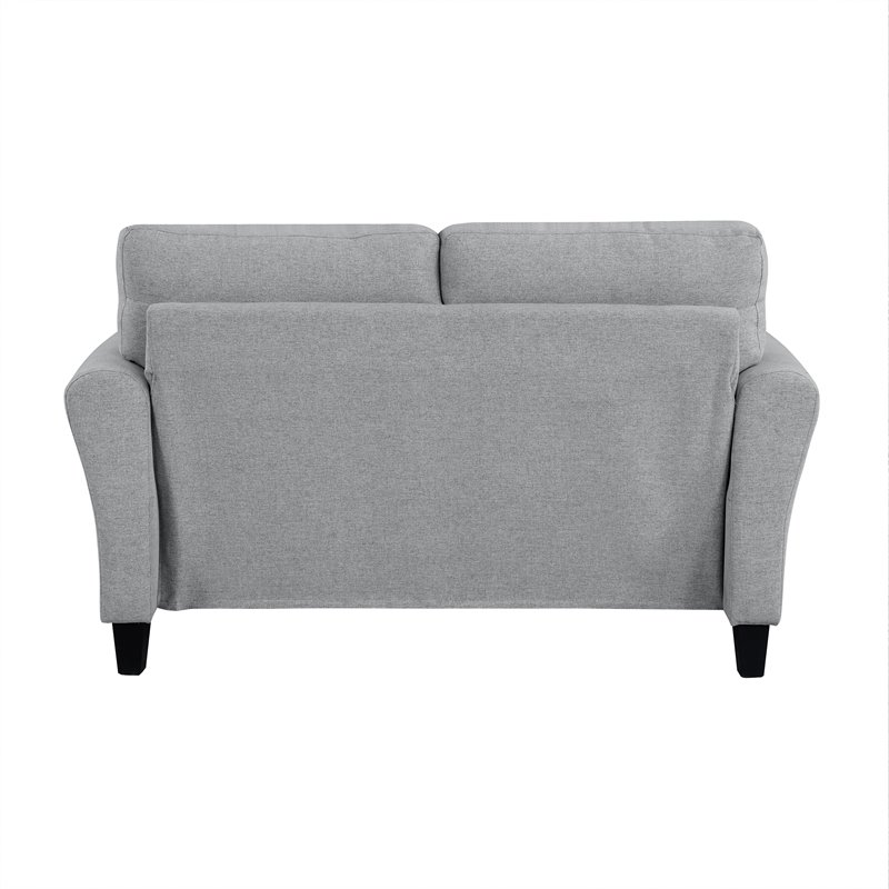 Pemberly Row Transitional Solid Wood and Polyester Loveseat in Dark Gray/Black