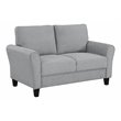 Pemberly Row Transitional Solid Wood and Polyester Loveseat in Dark Gray/Black