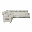 Pemberly Row Faux Leather 3-Piece Power Reclining Sectional with LED in Taupe