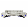 Pemberly Row Faux Leather 3-Piece Power Reclining Sectional with LED in Taupe