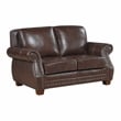 Pemberly Row Top Grain Leather 3-Piece Sofa Loveseat and Chair Set in Brown