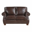 Pemberly Row Top Grain Leather 3-Piece Sofa Loveseat and Chair Set in Brown