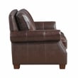 Pemberly Row Top Grain Leather 3-Piece Sofa Loveseat and Chair Set in Brown