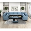 Pemberly Row Textured 8-Piece U-Shaped Modular Sectional with Storage in Blue