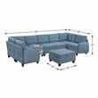 Pemberly Row Textured 8-Piece U-Shaped Modular Sectional with Storage in Blue